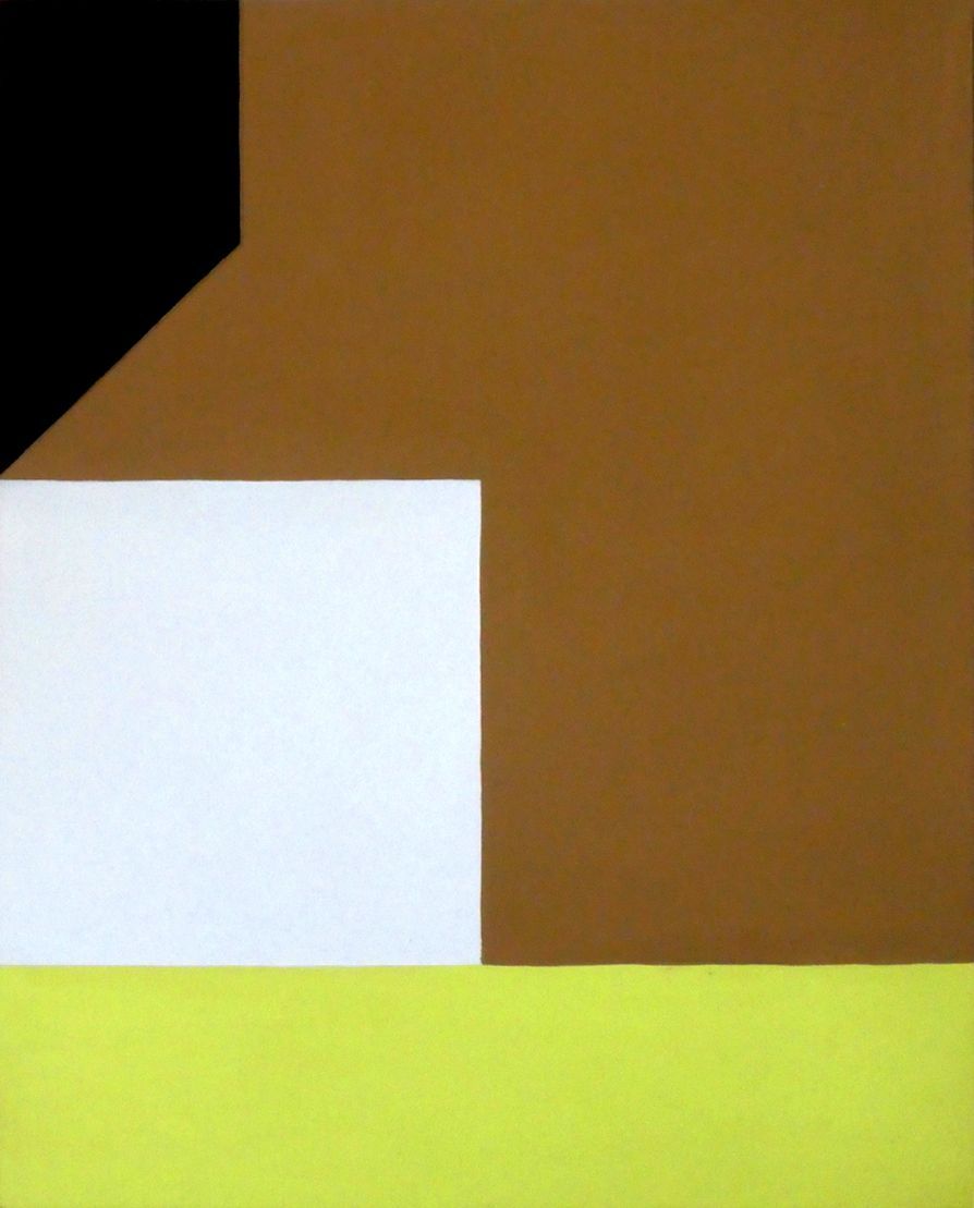 Andrea Friedli, schilderij, malerei, kunst, illustratie, illustration, art, Een bruine achtergrond met een wit vierkant in het midden, Necker Kubus, Andrea Friedli