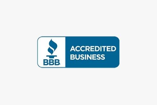 BBB Accredited Business logo in blue and white
