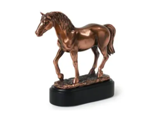 Bronze horse figurine on a black base