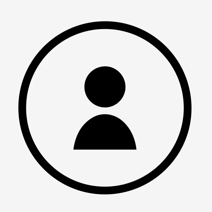 Generic user profile icon in black inside a circular outline on a light background