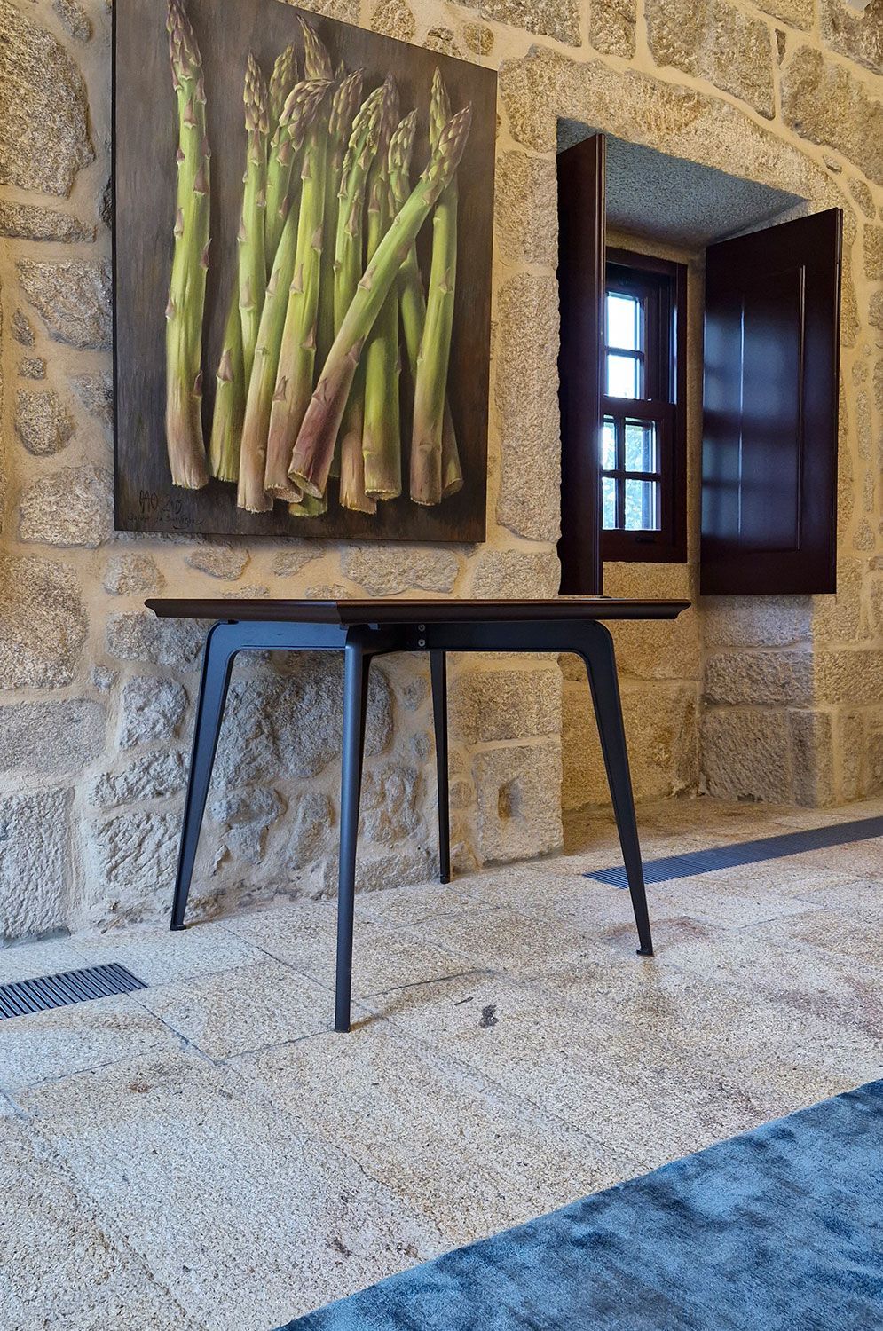 a bespoke side table inside a cafe shop