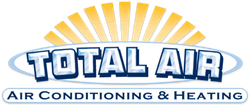 Logo for Total Air, with sunburst graphic above the text 