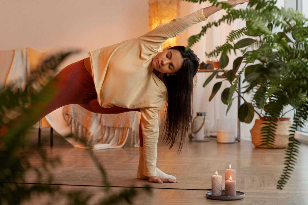 Woman Doing Yoga Indoors