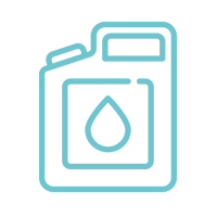 Un dibujo lineal de una lata de aceite con una gota de aceite sobre ella.
