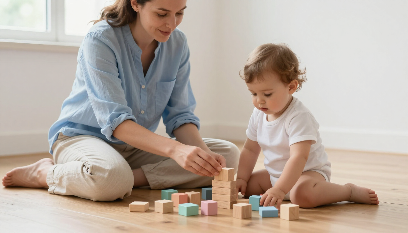 Bilingual childcare provider engaging in play