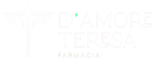 Un logo bianco per una farmacia con una foglia verde al centro.