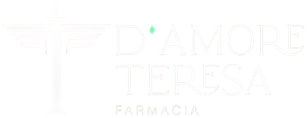 Un logo bianco per una farmacia con una foglia verde al centro.
