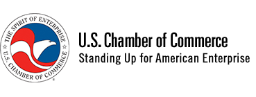 The logo for the u.s. chamber of commerce is standing up for american enterprise.