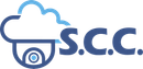 Een logo voor scc met een wolk en een camera.
