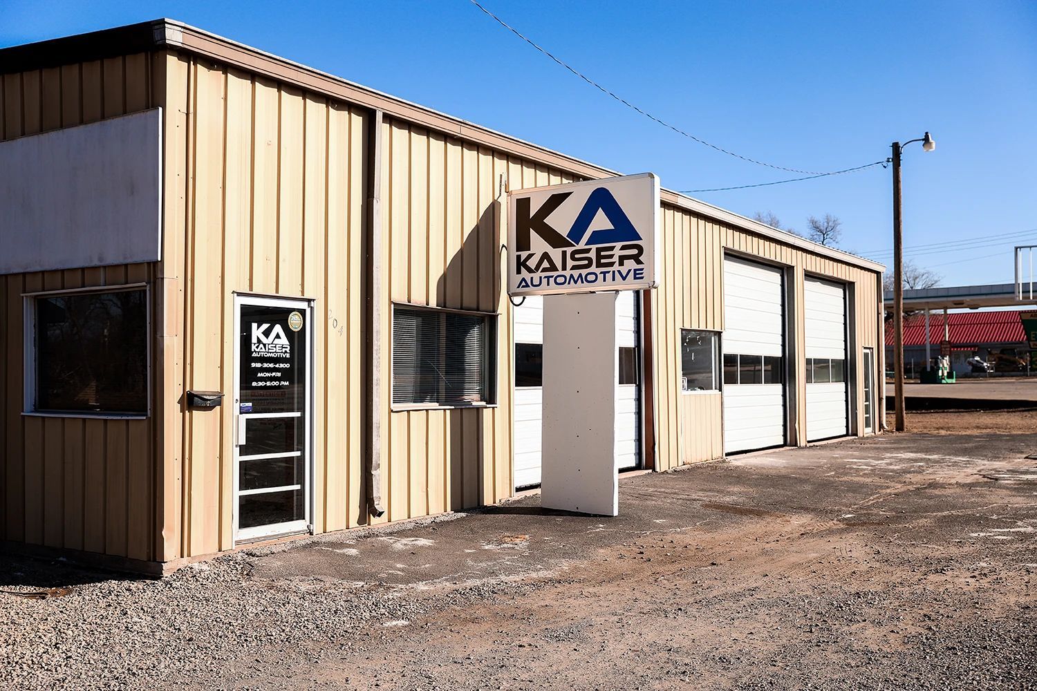 The Kaiser Automotive Sign in Front of The Service in Stillwater, OK