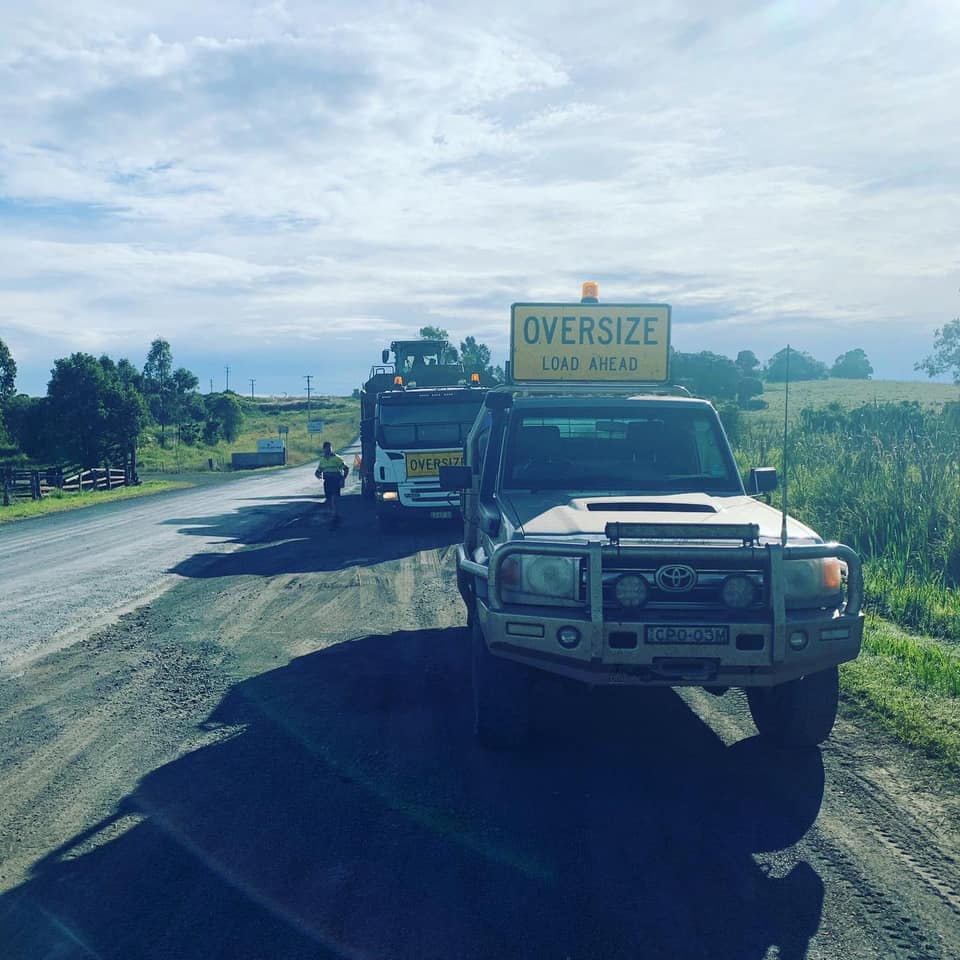 Oversize Load Ahead Sign On Ute — S & L Sand & Gravel in South Lismore, NSW