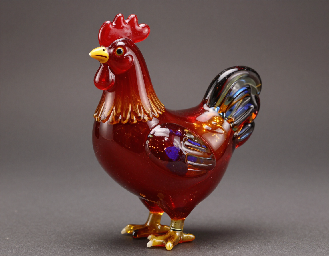 Lucy carnival chicken figurine with deep ruby red finish