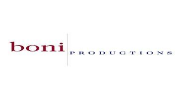 Boni Productions logo in maroon and gray on a white background