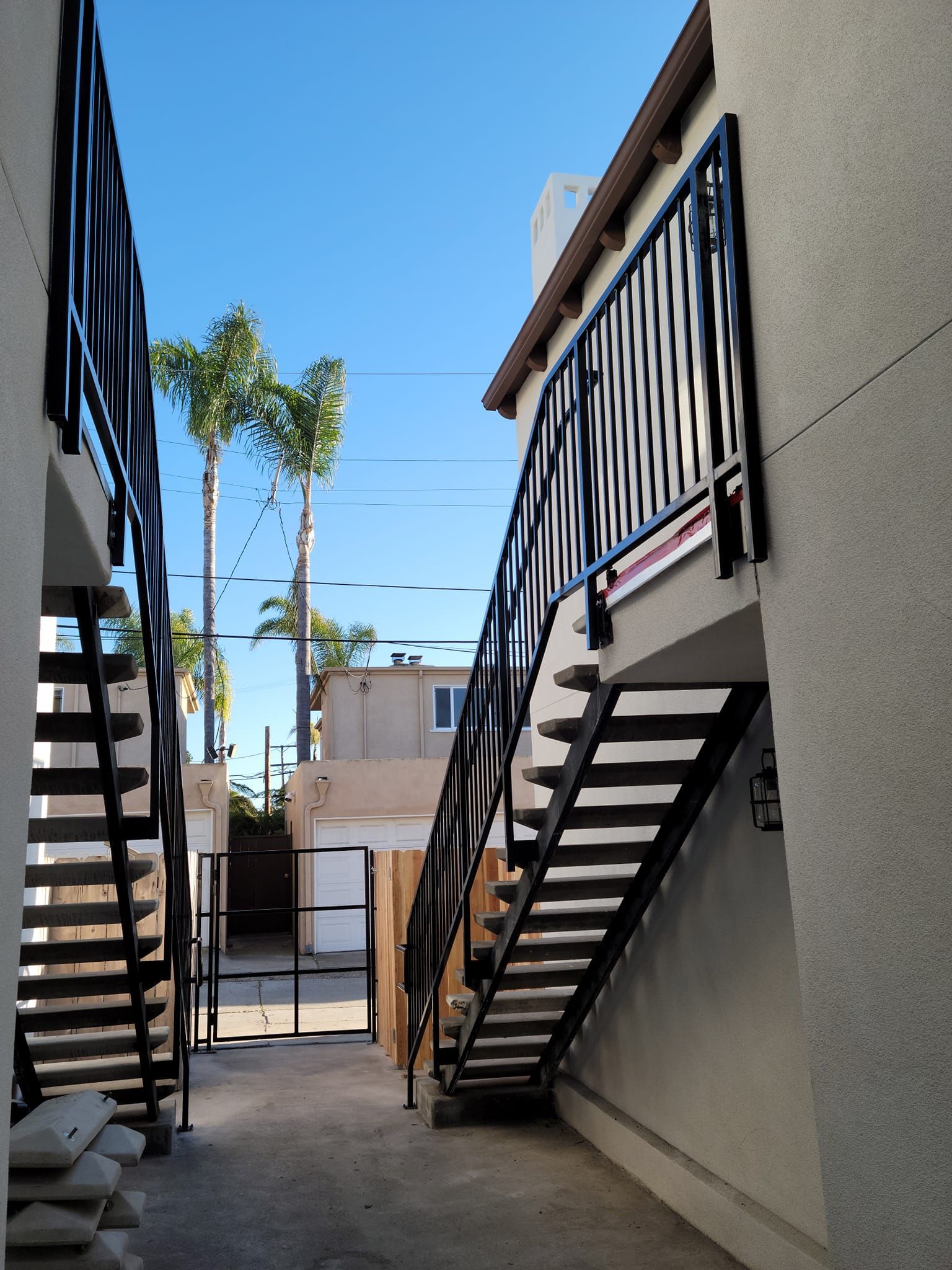 Stairs leading up to the second floor of a building