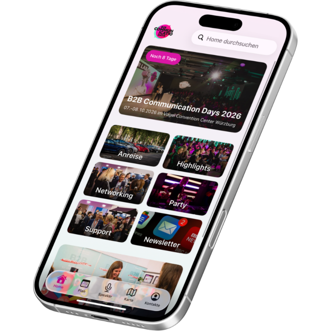 Die App in einem Smartphone als Mockup. 