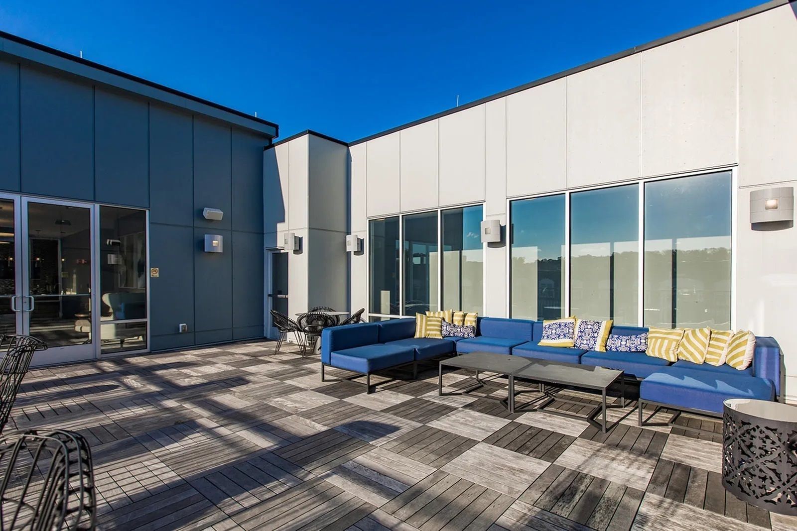 Rooftop deck with seating at The Southerly.