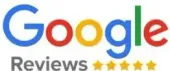Google Reviews logo with blue, red, yellow, and green letters, grey 