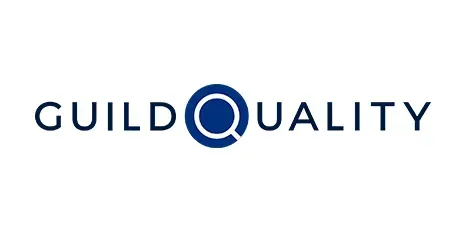 Guild Quality logo with a blue circle design between the words 