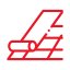 Red, stylized illustration showing a roll of material being laid over a grid-like surface.
