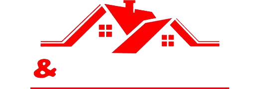 Red house logo with the word