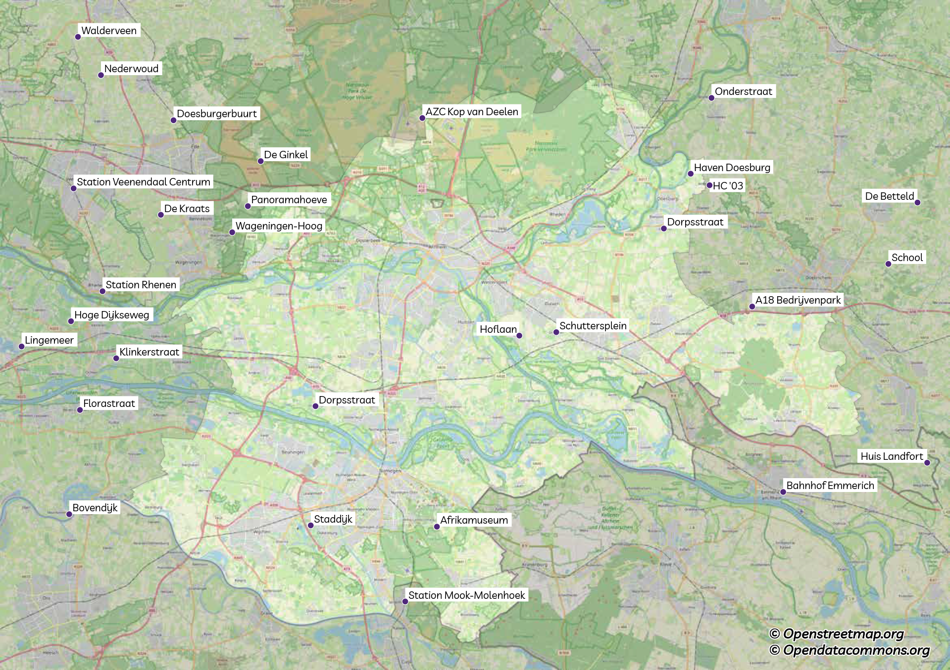 HaltetaxiRRReis - Haltetaxi-haltes in regio Arnhem-Nijmegen, Gelderland