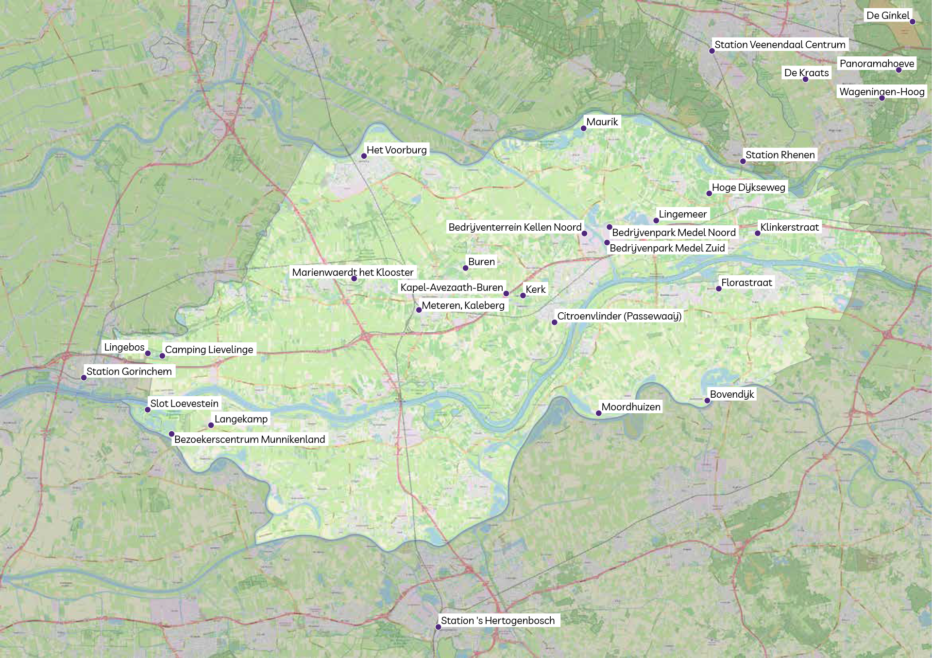 HaltetaxiRRReis - Haltetaxi-haltes in regio Rivierenland, Gelderland