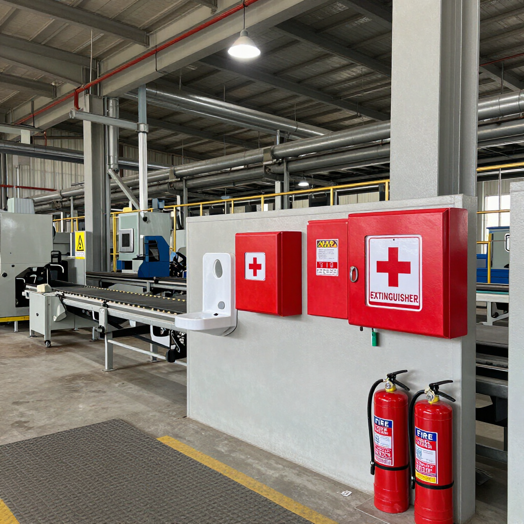 Entorno industrial con equipamiento de seguridad