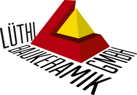 Ein rot-gelbes Logo für Lüthi Bau Keramik GmbH