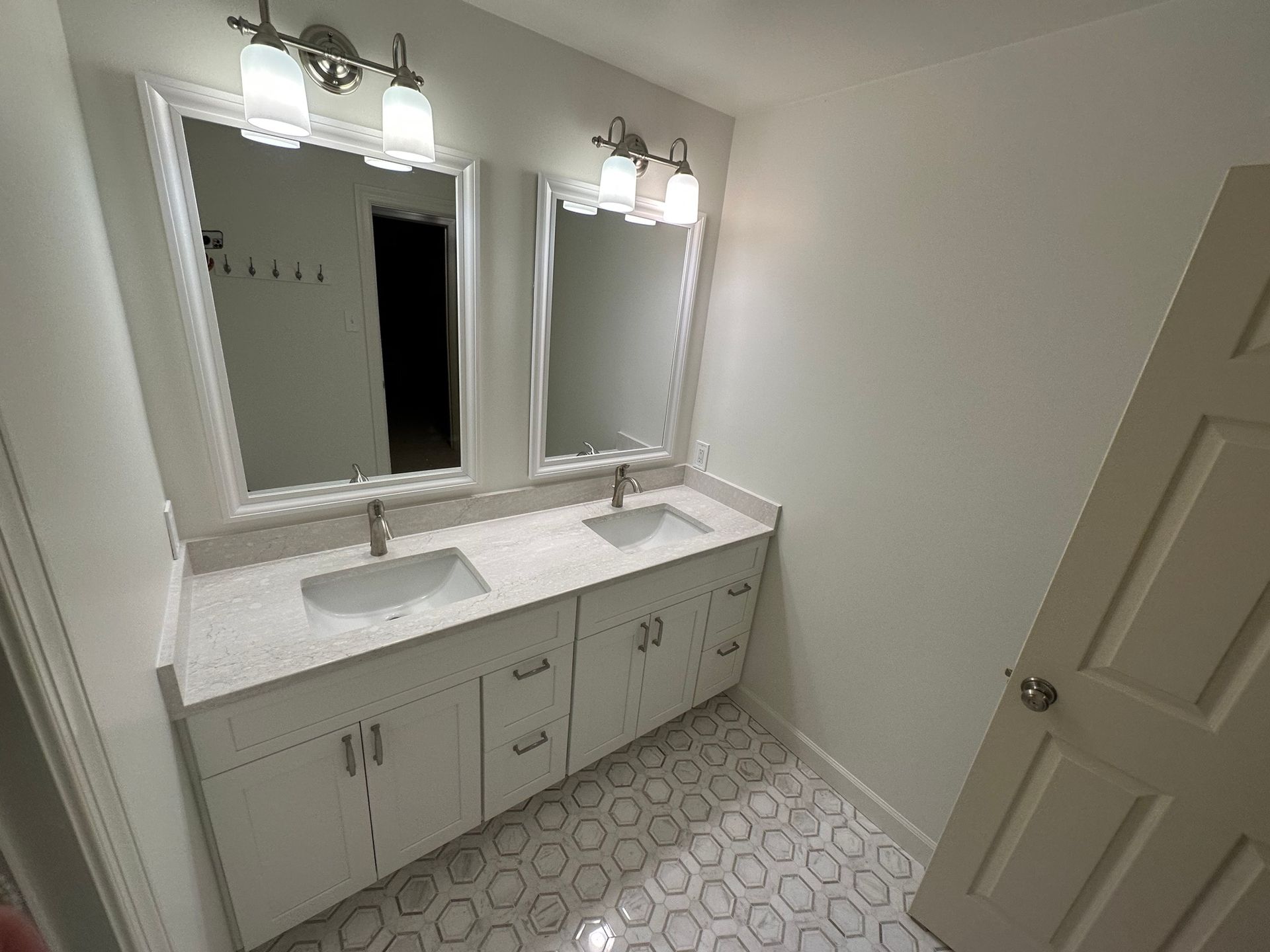 Marble Vanity Custom Bathroom Remodeling Contractor in Maryland Trusted Remodeler Double Vanity