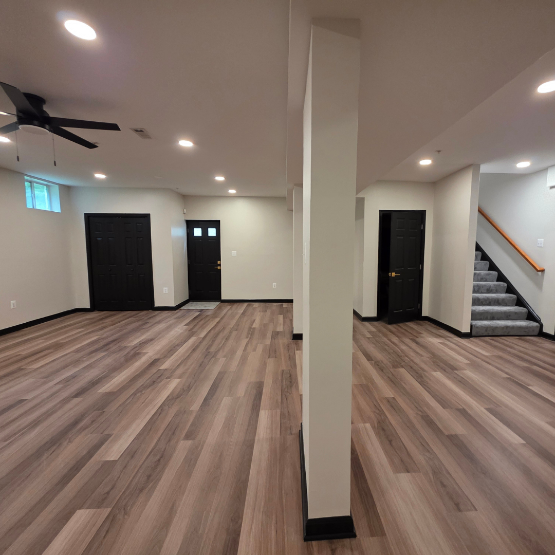 Full Basement Renovation in Central Maryland finished basement