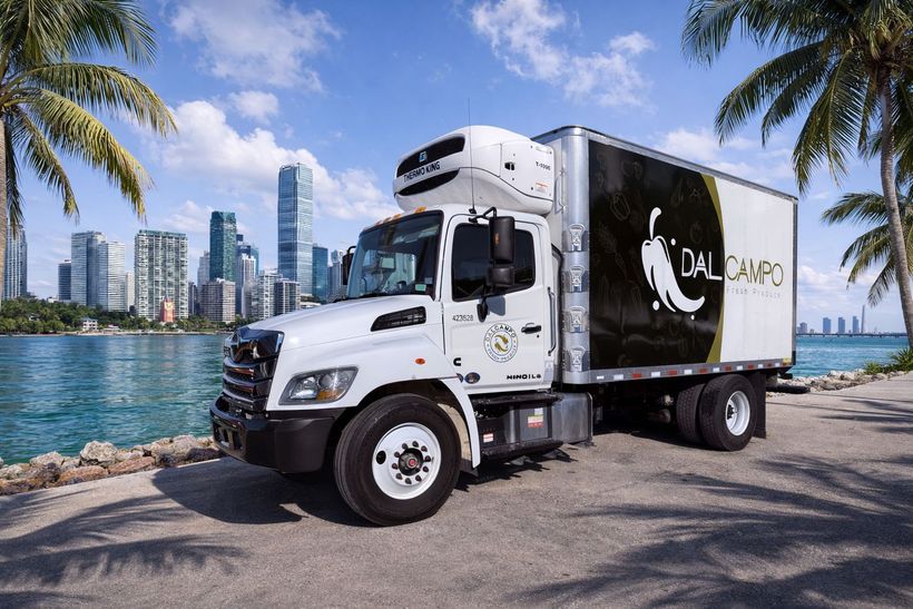 White refrigerated delivery truck with 