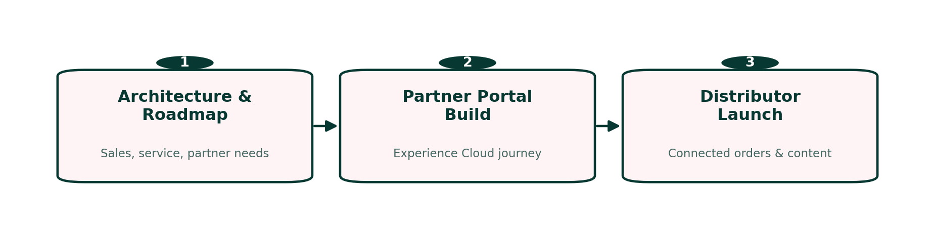 Flow diagram: Architecture and Roadmap to Partner Portal Build to Distributor Launch