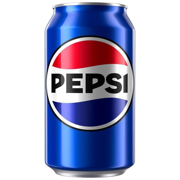 Blue Pepsi can with red, white, and blue logo. 