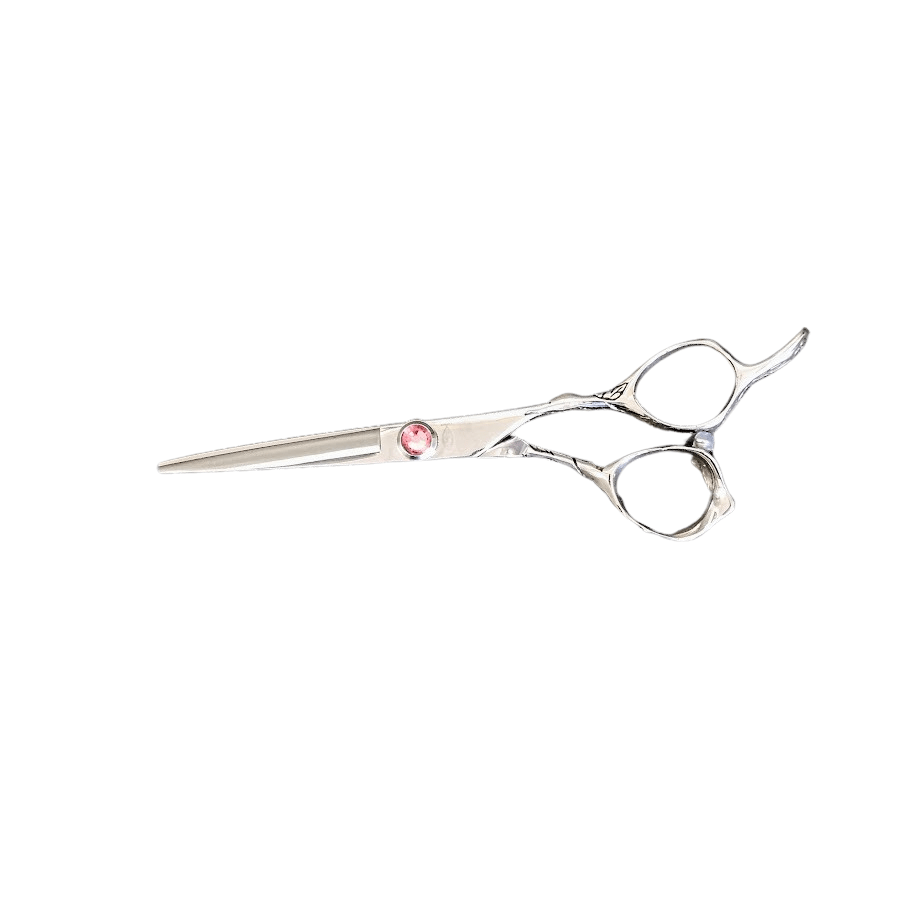 Bonika Rose B-RS55 5.5-inch professional cutting shear with rose-filigree handle and pink jewel tension screw