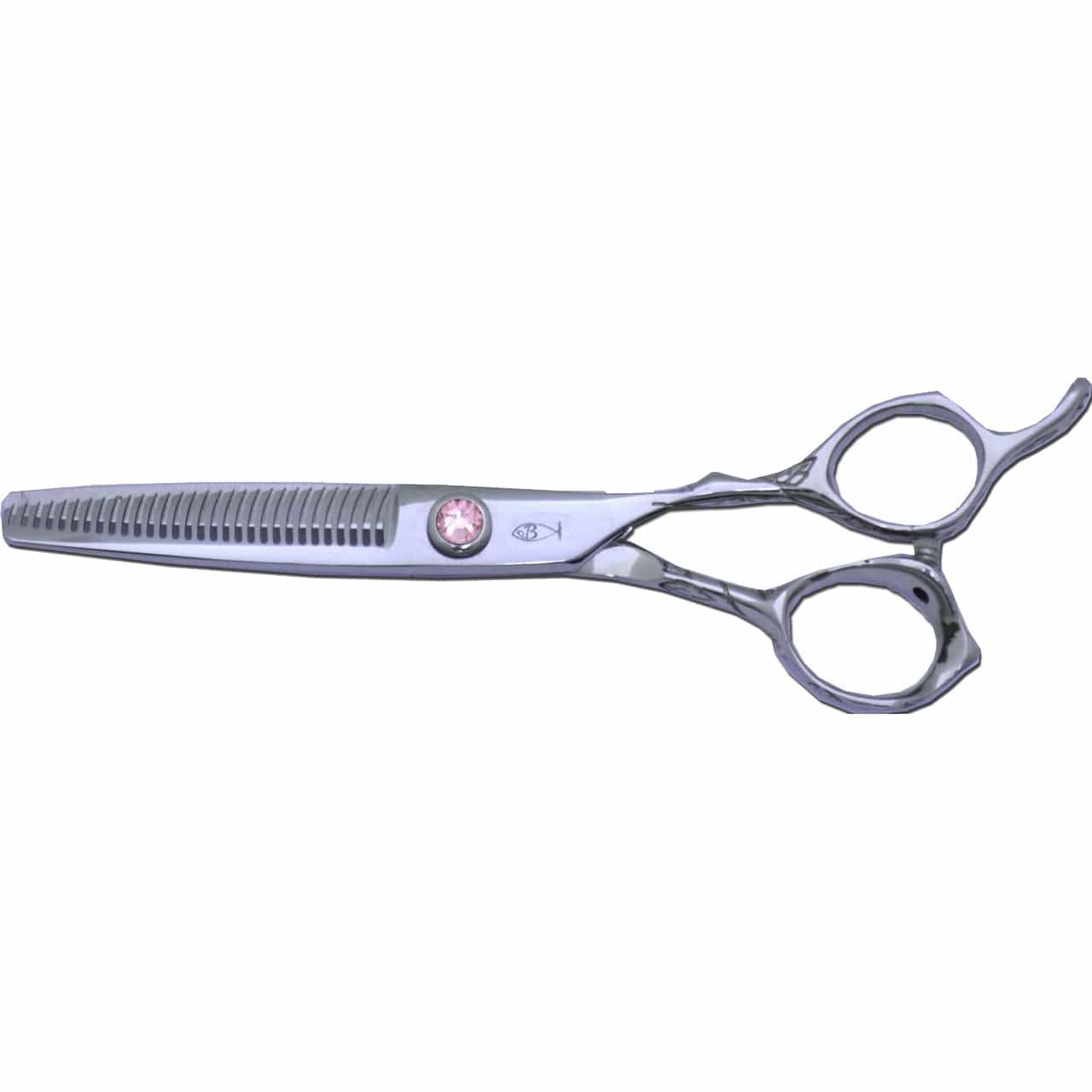 Bonika Rose B-RST30 6.0-inch 30-tooth professional thinning shear with rose-engraved handle and pink jewel tension screw