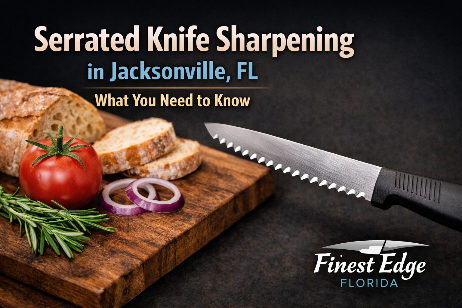 Serrated knife sharpening service in Jacksonville, Florida by Finest Edge Florida