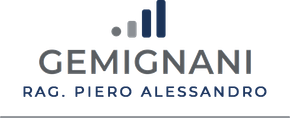 Logo GEMIGNANI con testo grigio, nero e blu su sfondo bianco.