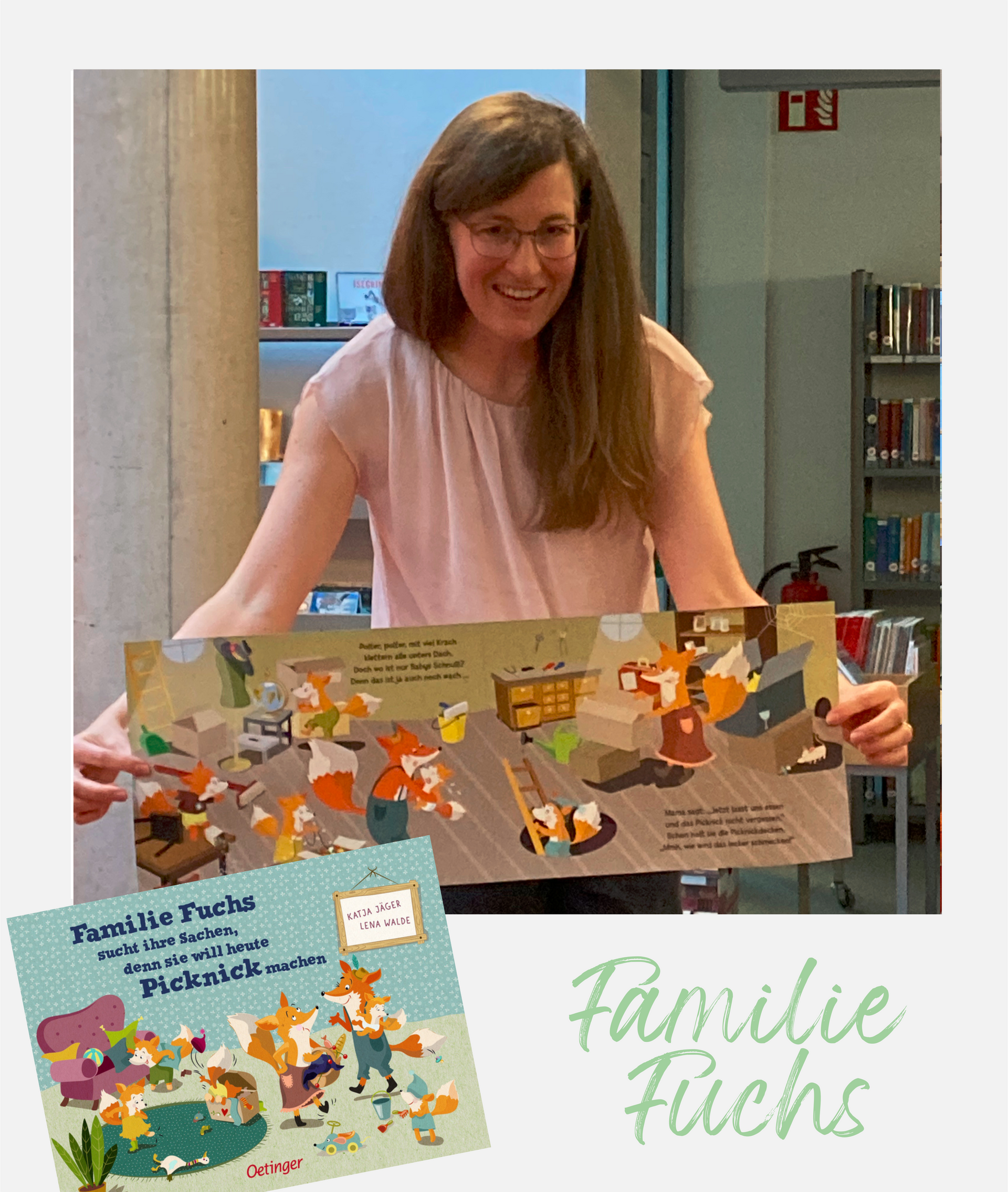 Lena Walde zeigt ein Bild ihres Buches 