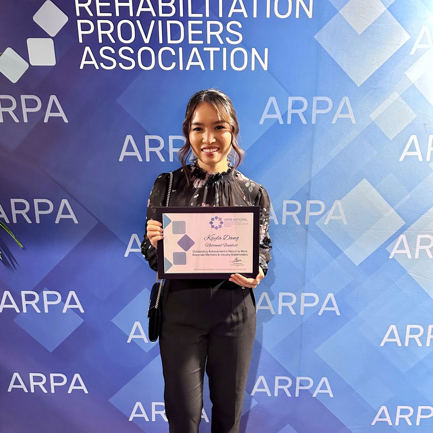 EXPHYS National Finalist - Kayla Dang. ARPA National Excellence in Workplace Rehabilitation Awards