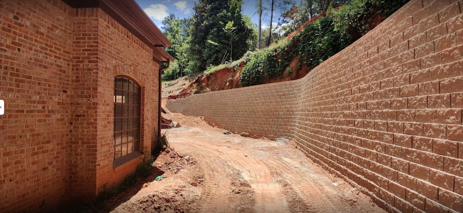 Installed retaining wall
