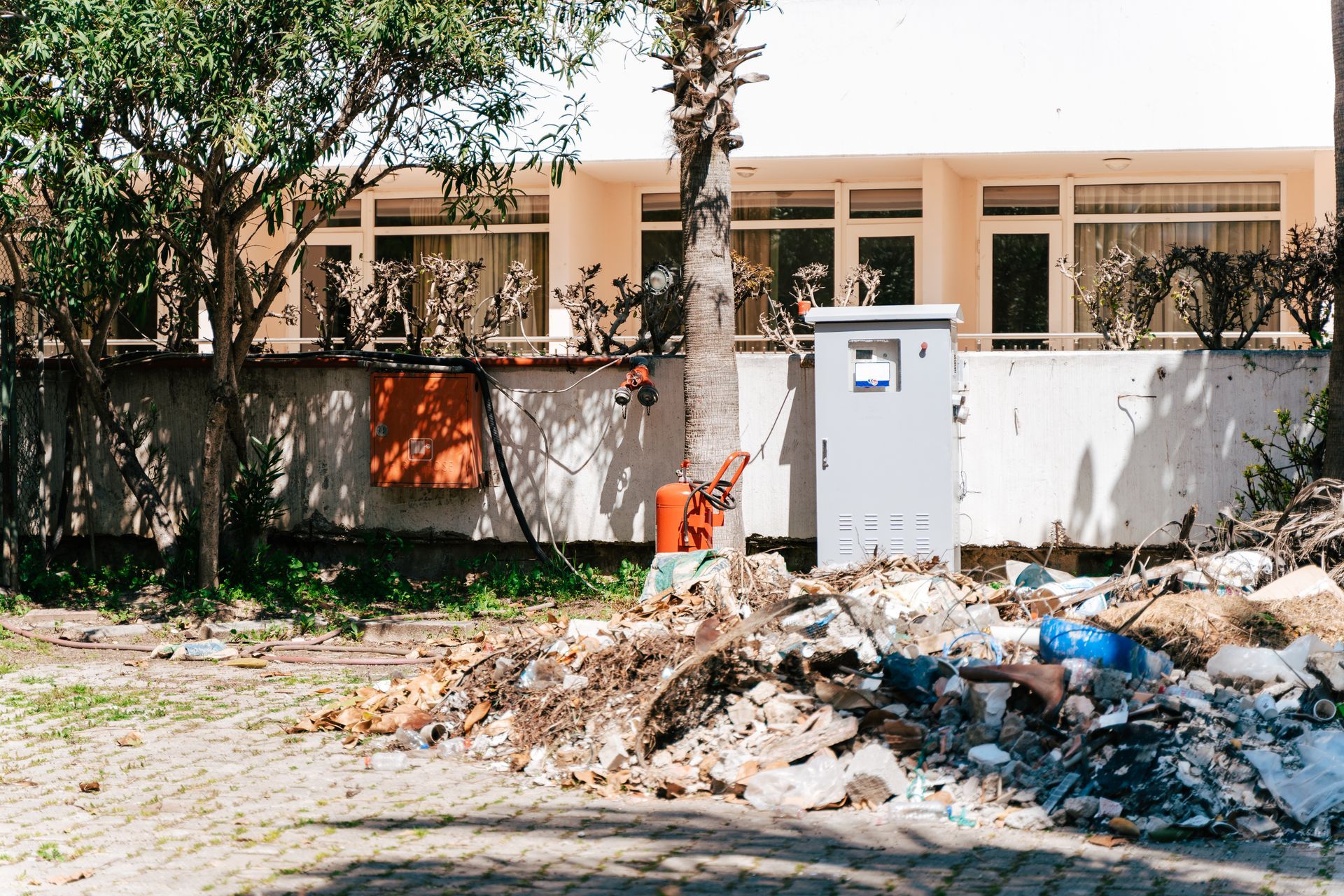 Bulky waste on the street in front of a residential building. Bulky waste on the street in front of a residential building.