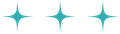 three blue stars are lined up in a row on a white background .