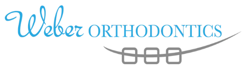 a weber orthodontics logo with a smile on it