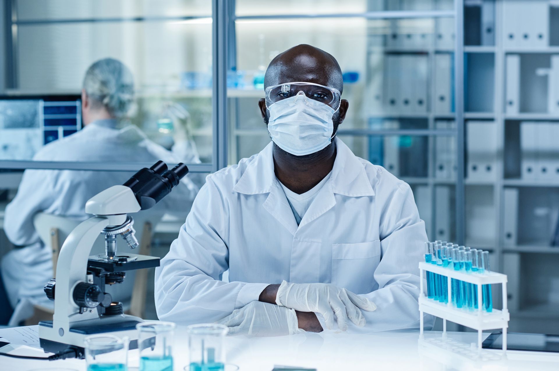 scientist standing in laboratory