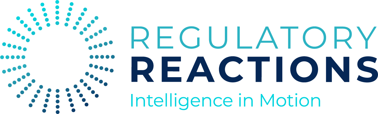 regulatory reactions logo intelligence in motion text