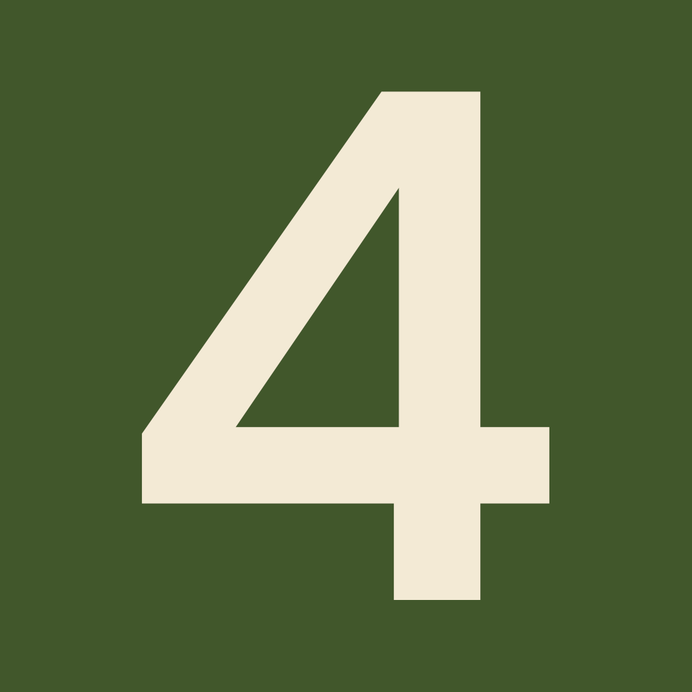 A white number six on a green background