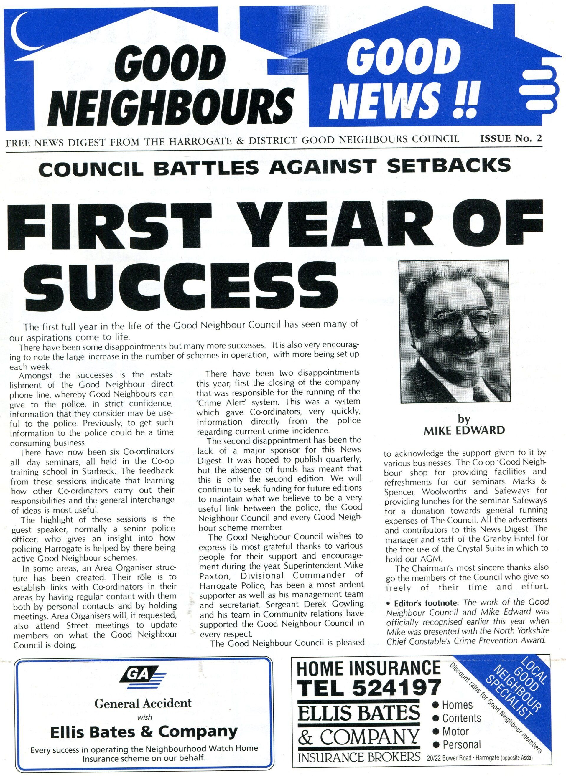 A newspaper that says good neighbours news first year of success