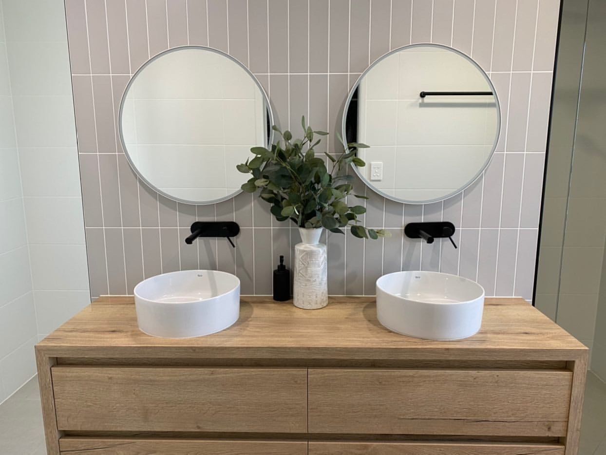 Dual Sink and Mirrors Bathroom — Keppel Kitchens in Yeppoon, QLD