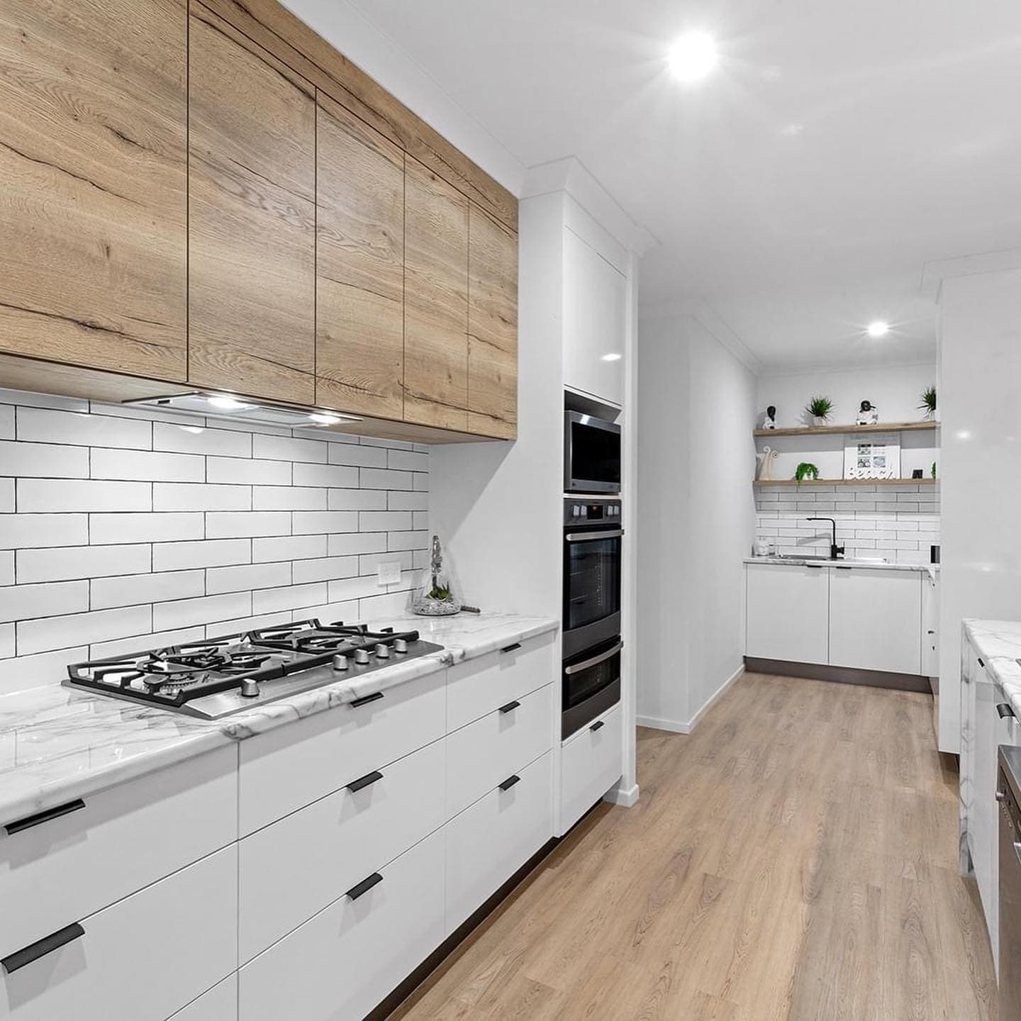 Wall Mounted Wooden Cabinets without Hardware — Keppel Kitchens in Yeppoon, QLD