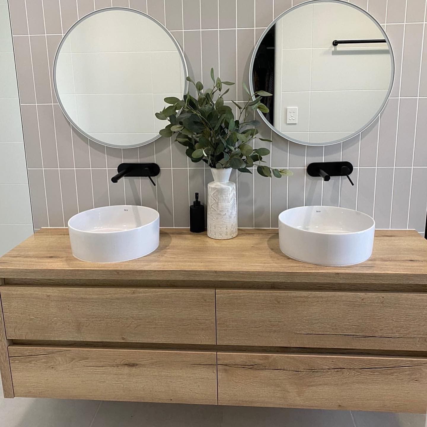 Aesthetic Double Mirror Bathroom Vanity — Keppel Kitchens in Yeppoon, QLD